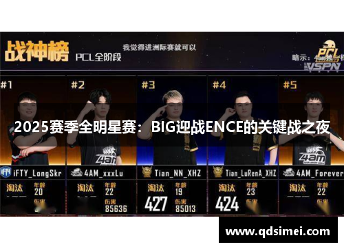 2025赛季全明星赛：BIG迎战ENCE的关键战之夜