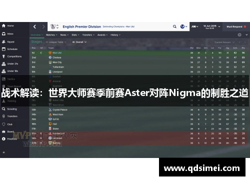战术解读：世界大师赛季前赛Aster对阵Nigma的制胜之道